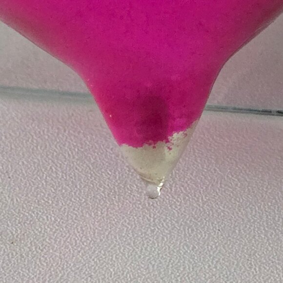 Vintage Hand-Painted Glass Christmas Ornament Pink & Blue Teardrop Design - Picture 3 of 4